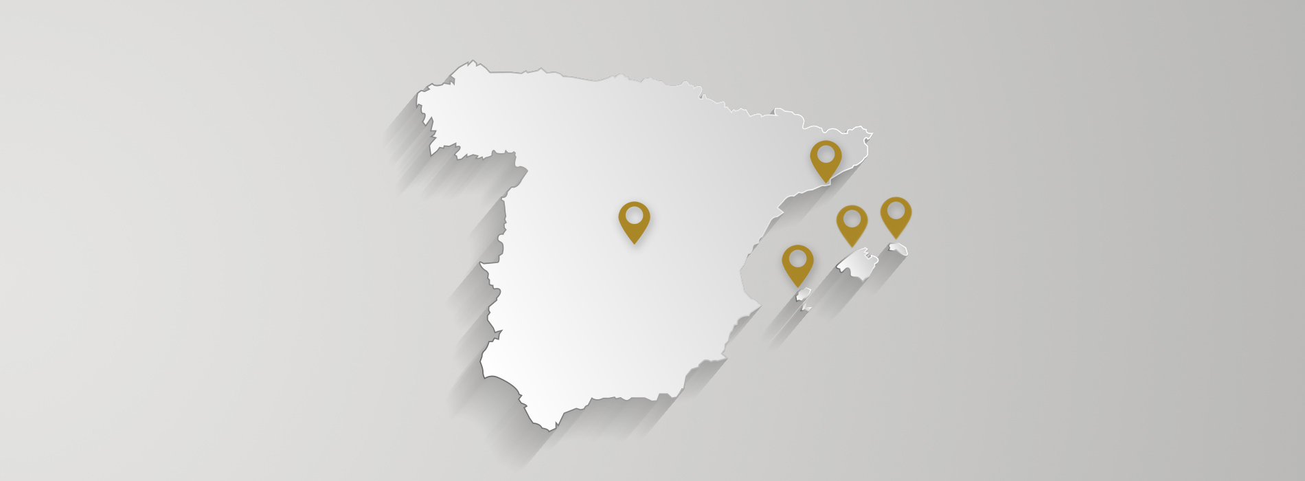 Mapa que ubica los partidos judiciales de Barcelona, Madrid y Baleares.